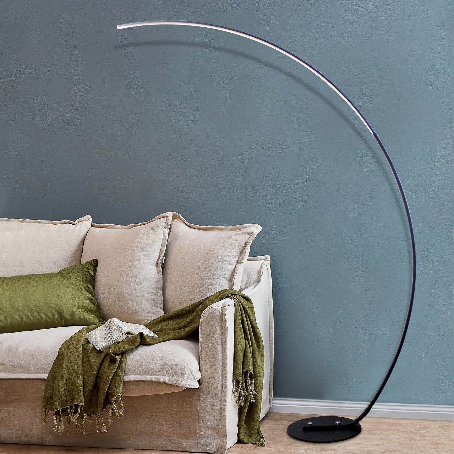 "Modern Arc Floor Lamp – Minimalist Curved LED Ambient
