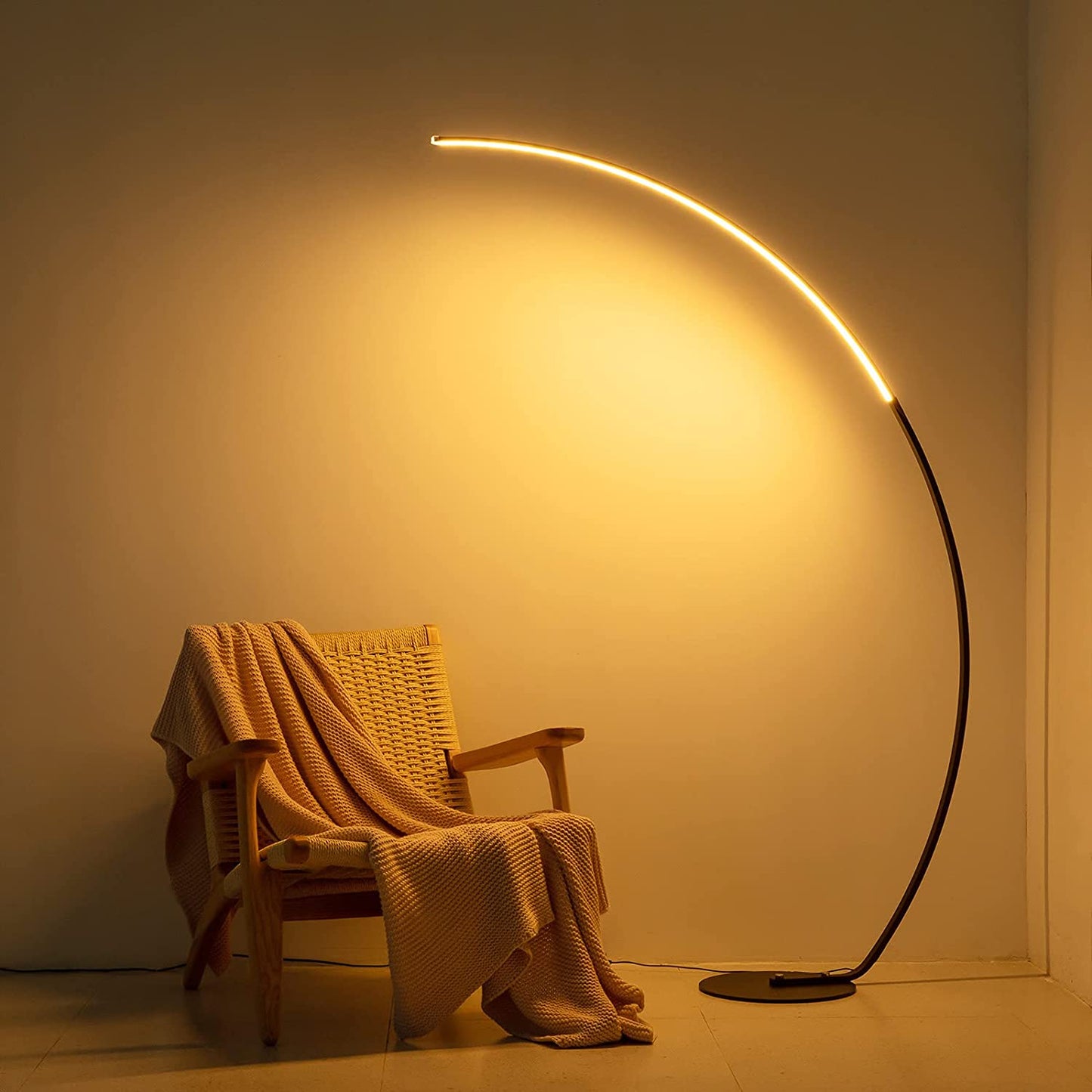 "Modern Arc Floor Lamp – Minimalist Curved LED Ambient